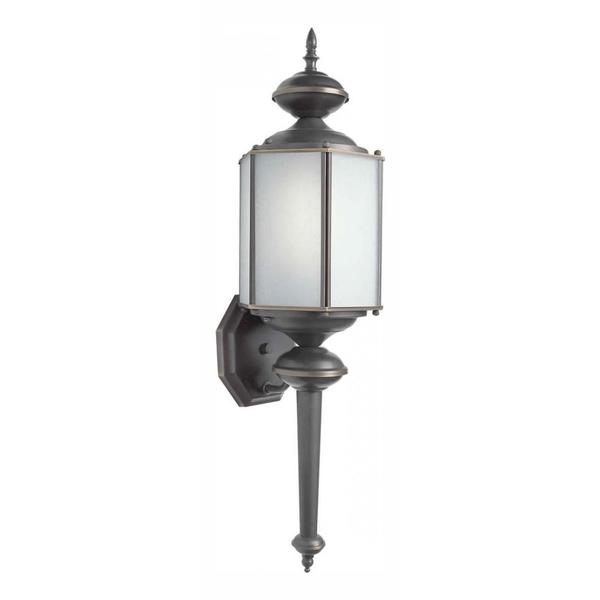 Forte One Light Royal Bronze Frosted Seeded Panels Glass Wall Lantern 10021-01-14